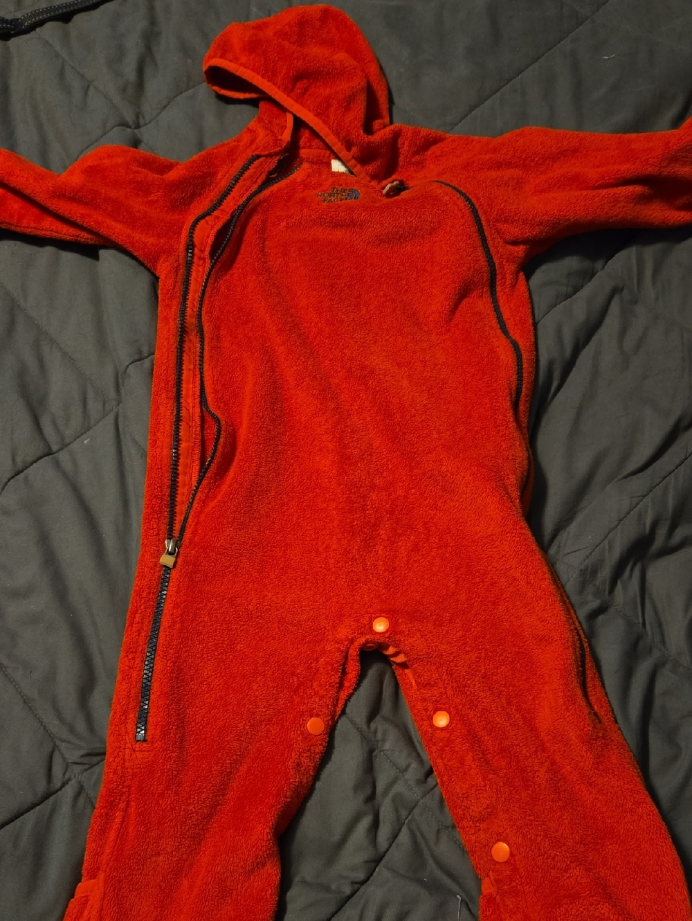 The North Face Kids Orange-Red Hooded Fleece Snow Suit
